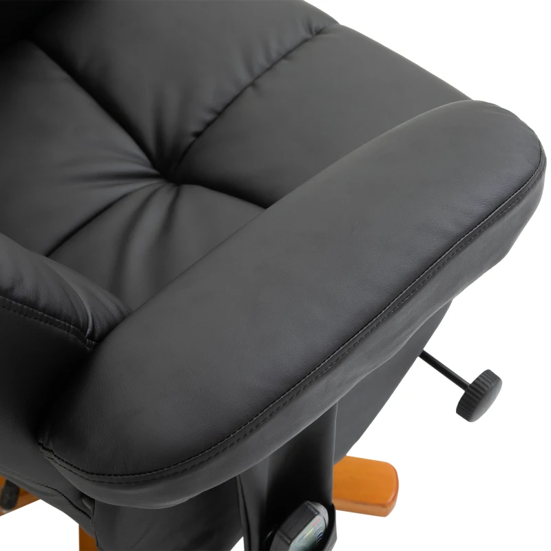 HOMCOM Massagesessel mit Hocker, 145° Neigbarer Relaxsessel mit Massagefunktion Liegefunktion Stauraum, TV-Sessel Fernsehsessel für Wohnzimmer, Kunstleder, 80 x 86 x 99 cm Schwarz