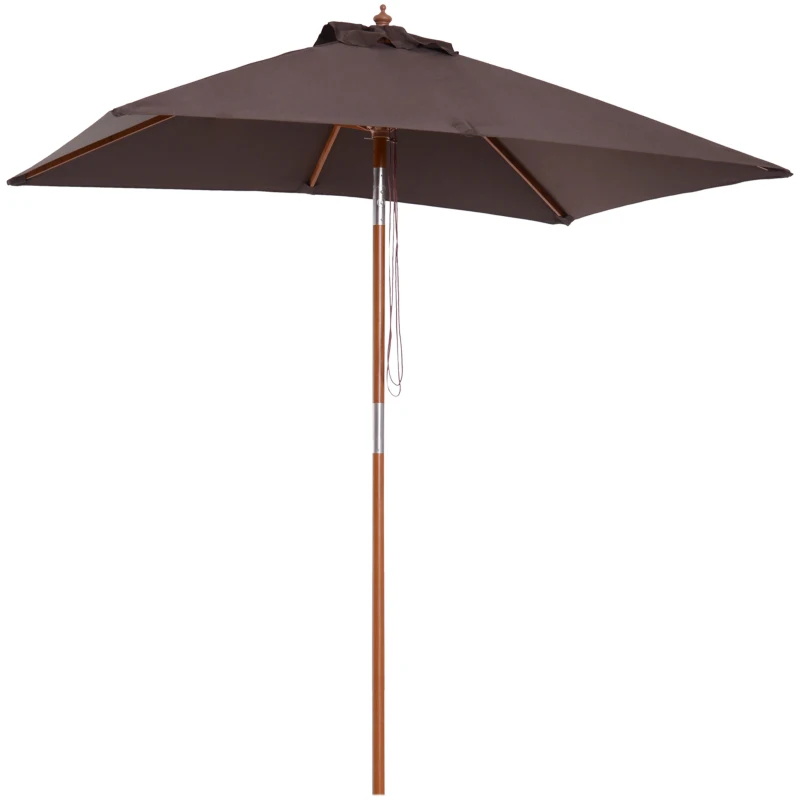Outsunny Umbrelă de Grădină Înclinabilă cu Sistem cu Șnur și Orificiu de Ventilație, 200x150x235 cm, Cafeniu