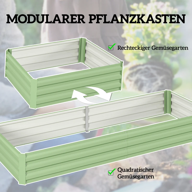 Outsunny Stahl-Hochbeet, offener Boden, einfacher Aufbau, 241L x 90,5B x 30H cm, Grün(m-5)