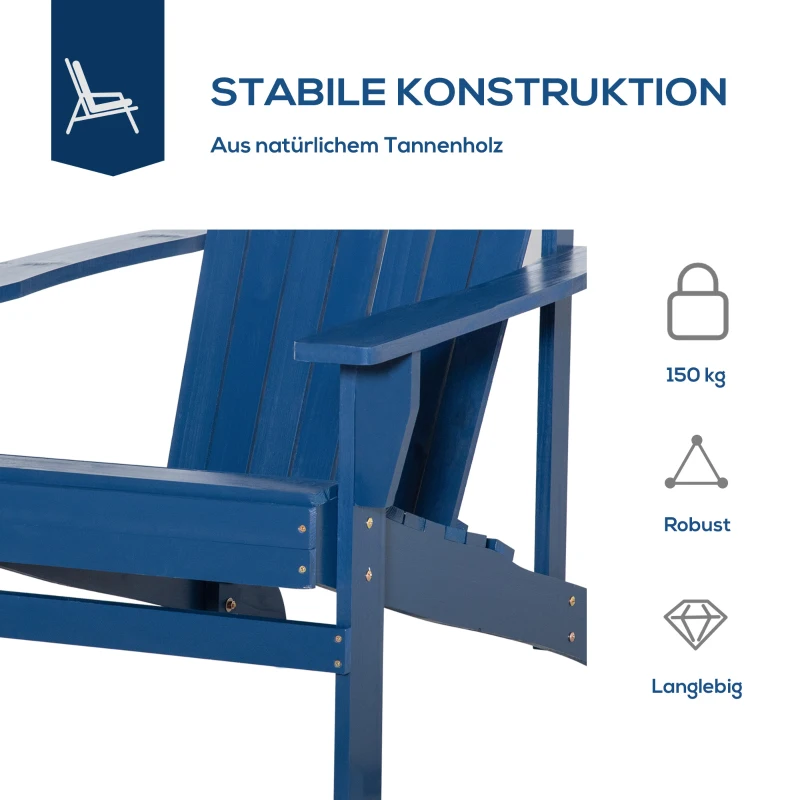 Outsunny Andirondack-Gartenstuhl Gartenstuhl Liegestuhl, verstellbare Rückenlehne, 72B x 94T x 93H cm, Blau