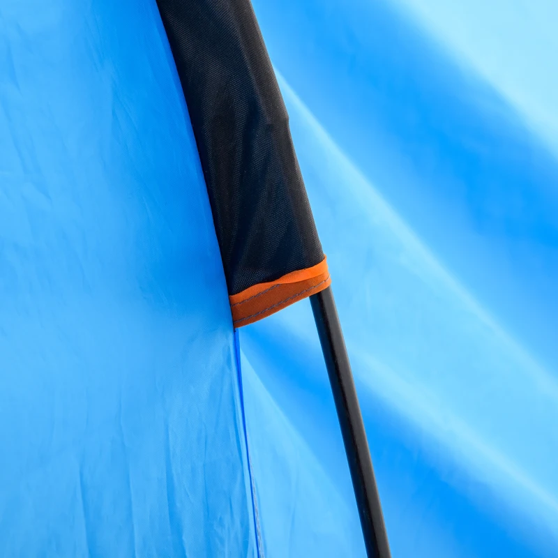 Outsunny Campingzelt, Wurfzelt für 2-3 Personen, Vorraum & Schlafbereich, wasserdicht, 426 x 206 x 154 cm, Hellblau