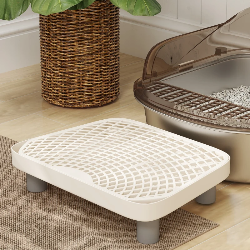 PawHut Stainless Steel Litter Box with Lid, High Wall Sided Enclosure, Pedal, Scoop, Non-Sticky, Anti-Leakage, Easy Cleaning