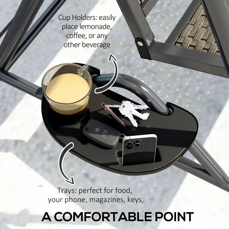 Outsunny 3 Seater Swing Chair, Garden Swing Seat Bench with Adjustable Canopy, Rattan Seat and Steel Frame for Patio, Yard, Grey