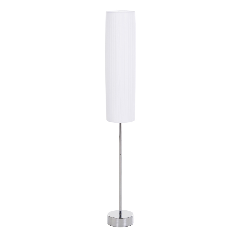 HOMCOM HOMCOM Lámpara de Pie Moderna para Dormitorio Estudio Salón (2 E27 Bombilla) Interruptor de y Bajo Consumo con Base de Acero Inoxidable 120 cm Blanco