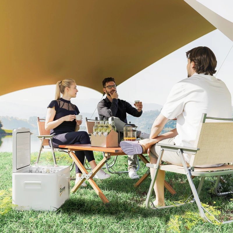 Outsunny Nevera Portátil Eléctrica 16,8L Refrigerador de Coche 12/24/220V -20℃ a +20 ℃ con Pantalla Luz LED 59x32x26 cm Blanco