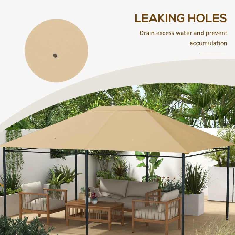 Outsunny Vervangend Dak Paviljoen, Weerbestendig, 397 x 297 cm, Khaki