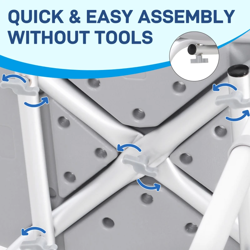 HOMCOM Sedia da Doccia per Bagno in Alluminio e Plastica Altezza Regolabile 8 Livelli 71-88cm Piedini Antiscivolo