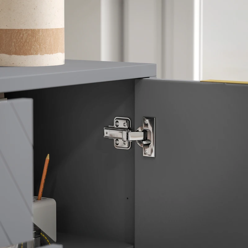 HOMCOM Aparador para Salón con 3 Cajones 2 Puertas y Estante Ajustable Mueble Auxiliar para Salón Antivuelco 120x40x76 cm Gris