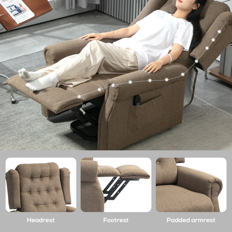 HOMCOM 45° Lifting Riser and Recliner Armchair  - Dark Brown