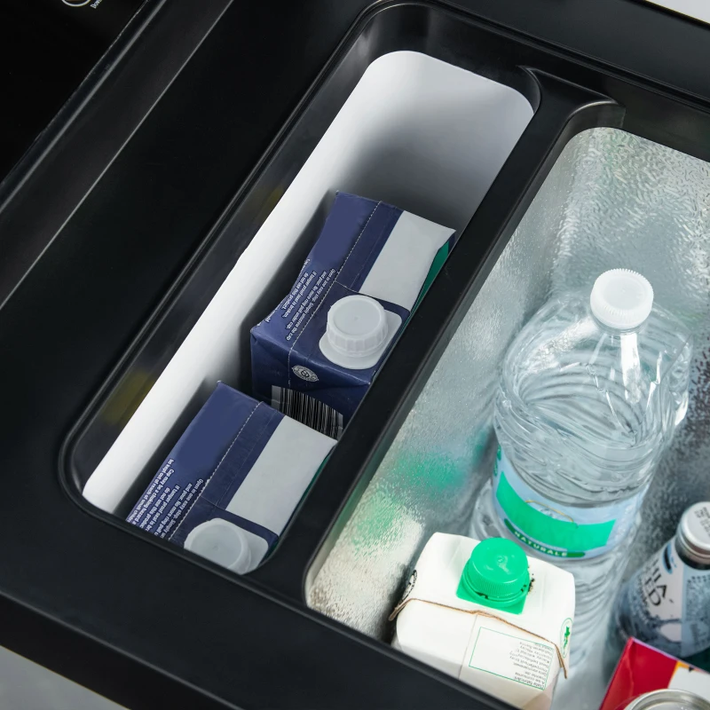 Outsunny Kühlbox Auto 50L mit LCD-Anzeige 2 Modi Kompressor Autokühlschrank mit Griffe Boot Camper Reisen 12/24V DC und 110-240V AC Grau+Schwarz