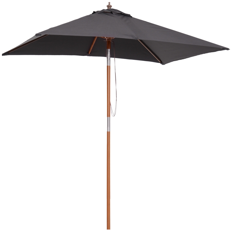 Outsunny Sonnenschirm 200 x 150 x 235 cm Knickbarer Gartenschirm 3-stufig einstellbar rechteckig Strandschirm wasserabweisend und UV-beständig für Strand Balkon Terrasse Garten Dunkelgrau