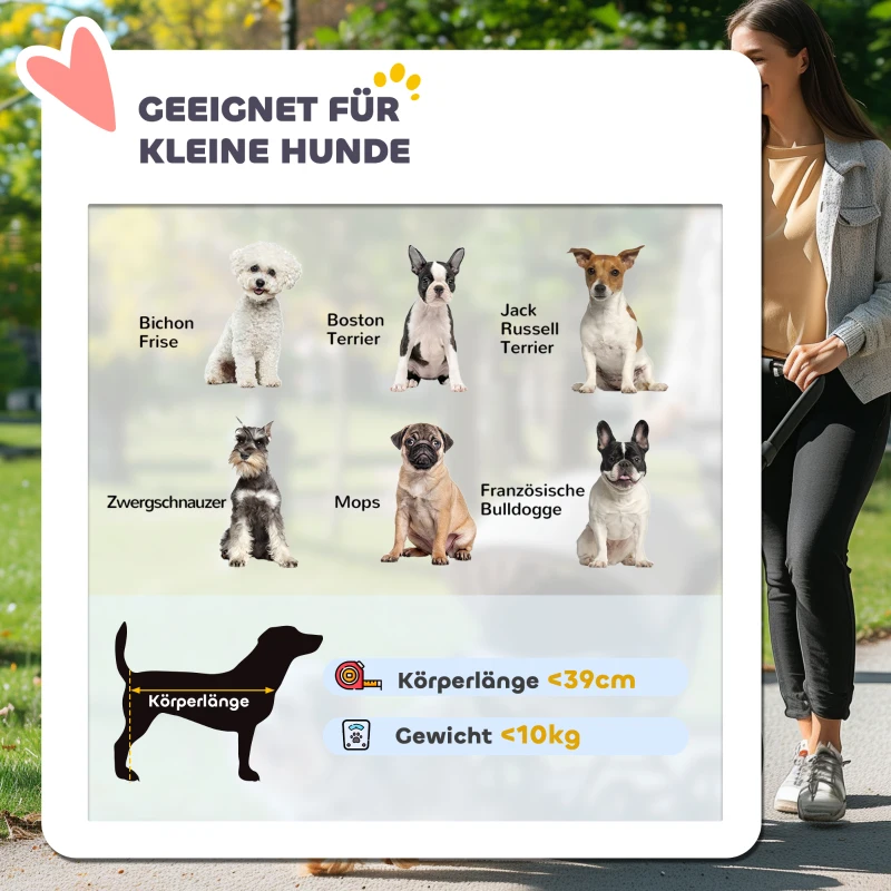PawHut Hondenbuggy voor Kleine Honden en Katten - Met Opbergmand, Één-Klik Opvouwbaar Ontwerp, Turquoise(m-5)