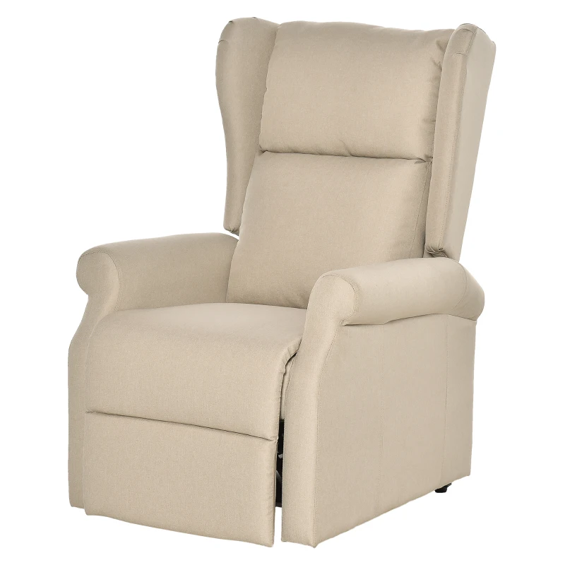 HOMCOM Power Lift Recliner Armchair, Electric Lift Chair for Elderly, Fabric Riser and Reclining Chair with Remote Control, Side Pockets, Extended Footrest, for Living Room, Beige