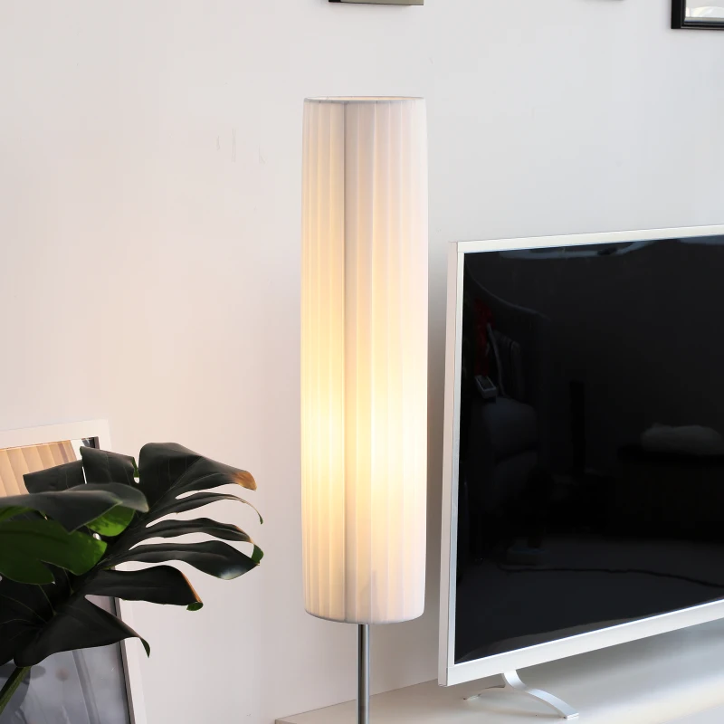 HOMCOM Candeeiro de Pé Moderno com Base de Aço Inoxidável Cor Branca 120cm