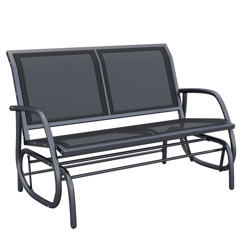 Outsunny Baloiço de 2 Lugares com Tubo de Metal e Tecido de Textilene para Exteriores Carga Máx. 200 kg 120x70x85 cm Preto