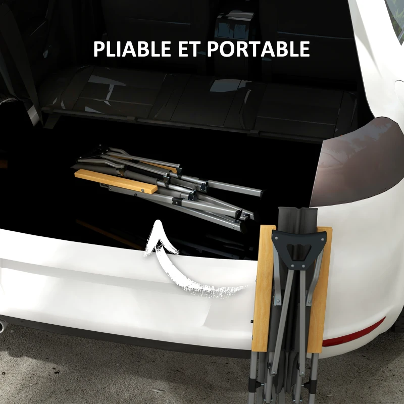 Outsunny Chaise de camping chaise de pêche pliante et portable, dossier ajustable, appui-tête rembourré, 74 x 59,5 x 98 cm, gris foncé