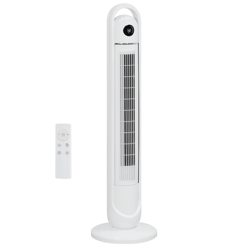 HOMCOM Ventilateur colonne 55W 3 vitesses, télécommande, minuterie 24h, oscillant, mode veille, blanc