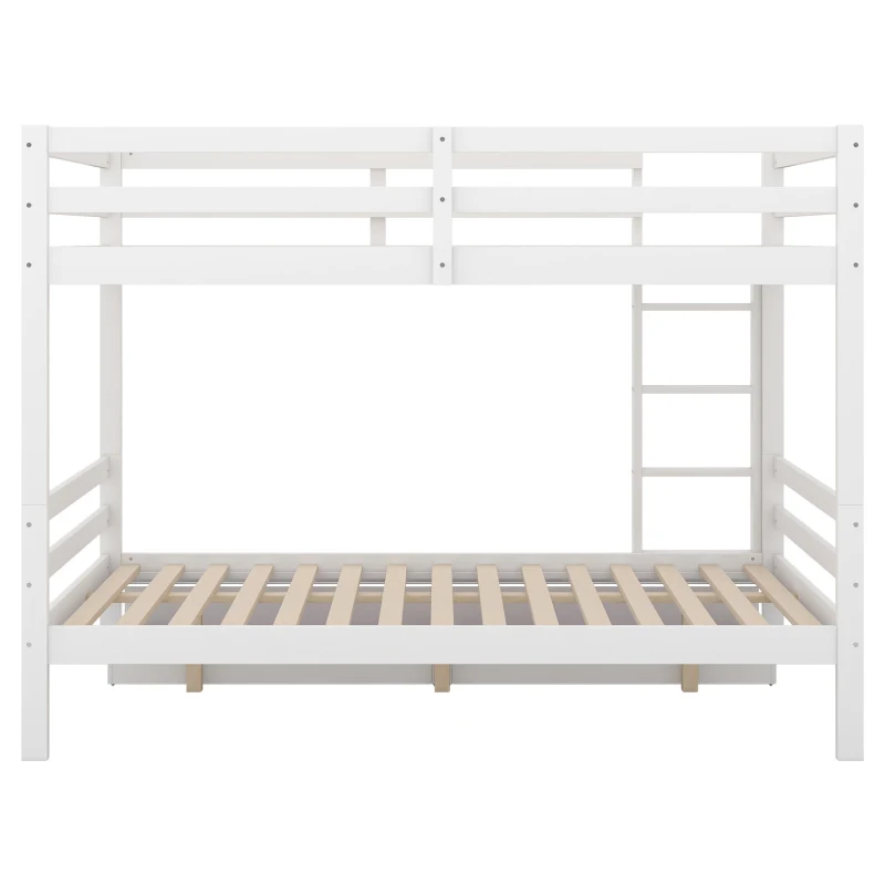 Letto a castello per bambini 6+ anni, 140x200 cm, con 2 cassetti, senza materasso, Bianco