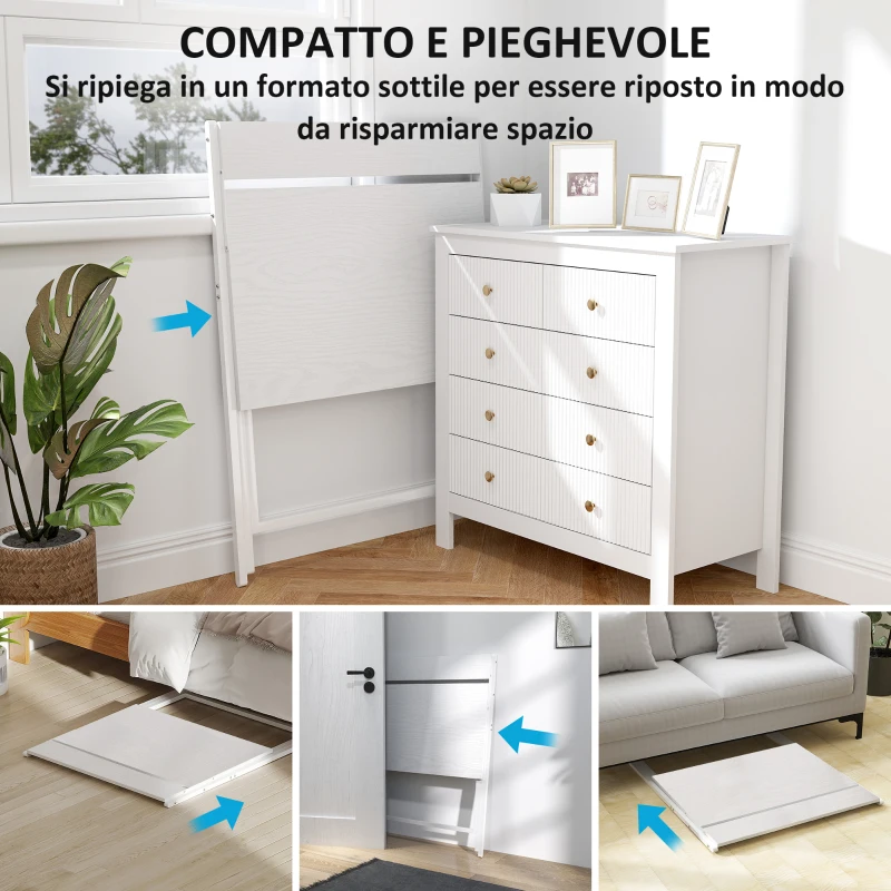 HOMCOM Scrivania Pieghevole con Ripiano per Monitor, 81.5x62x86.5 cm, Bianco