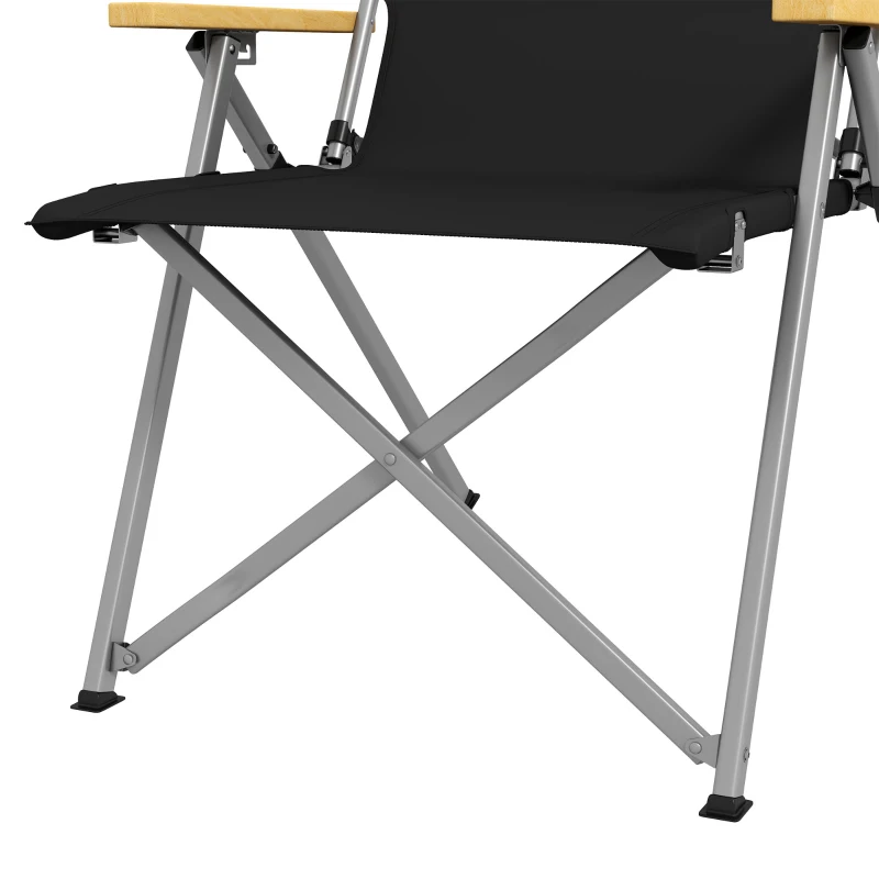 Outsunny Chaise de camping chaise de pêche pliante et portable, dossier ajustable, appui-tête rembourré, 74 x 59,5 x 98 cm, noir