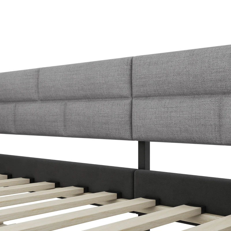 Canapé-lit avec lit gigogne 90x200 cm, sans matelas, Gris(m-8)