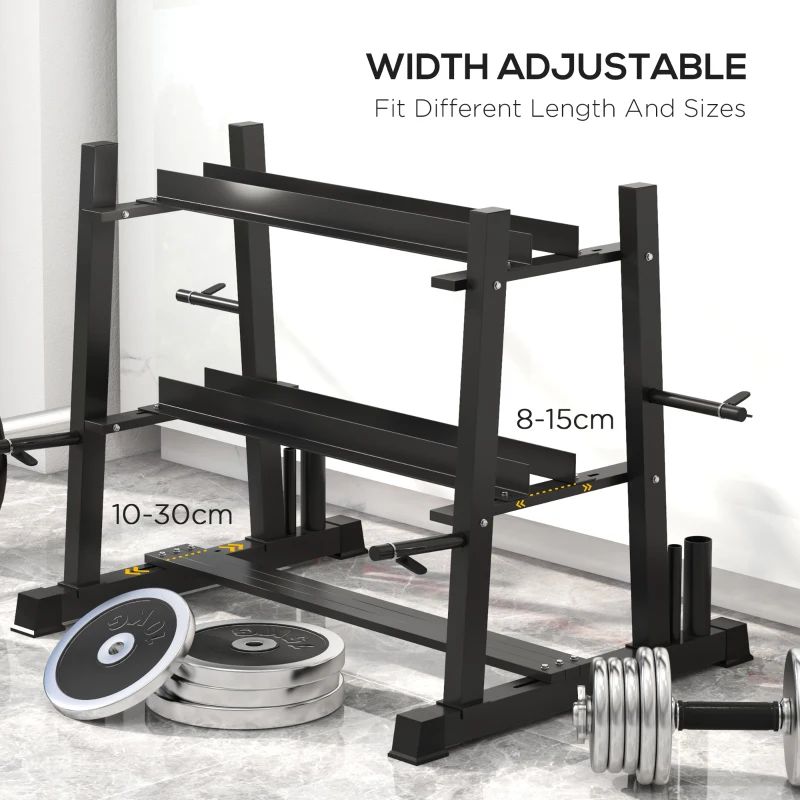 SPORTNOW 3-Tier Dumbbell Rack, Versatile Weight Rack with 4 Weight Rods for Dumbbells, Kettlebells and Plates (Rack Only)