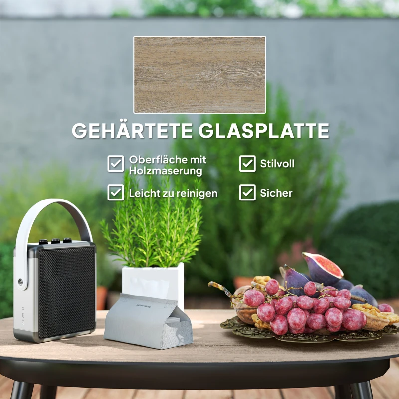 Outsunny Gartenmöbel Set aus Polyrattan Lounge-Set mit 2er Sofa Sessel Glastisch Kissen für 4 Personen Dunkelgrau+Gelb