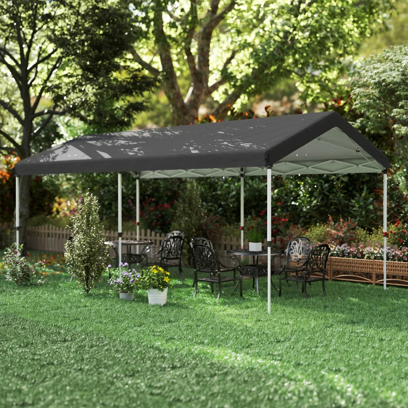 Outsunny Tonnelle de jardin pliante 3x6 m tente pliante à hauteur réglable UPF50+ barnum avec sac de transport gris foncé