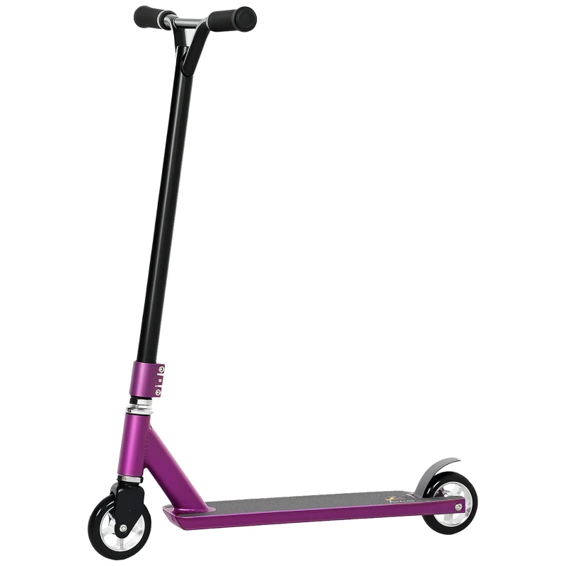 HOMCOM Stunt Scooter, 360° Entry Level Tricks Scooter w/ Lightweight Aluminium Deck and ABEC 7 Bearing, For Age 14+ Beginners, Purple