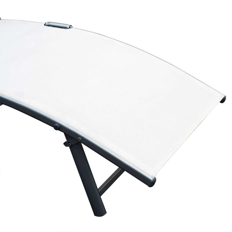 Outsunny Set de 2 Tumbonas de Jardín Plegables con Respaldo Ajustable Almohada y Reposabrazos 137x63,5x100,5 cm Beige
