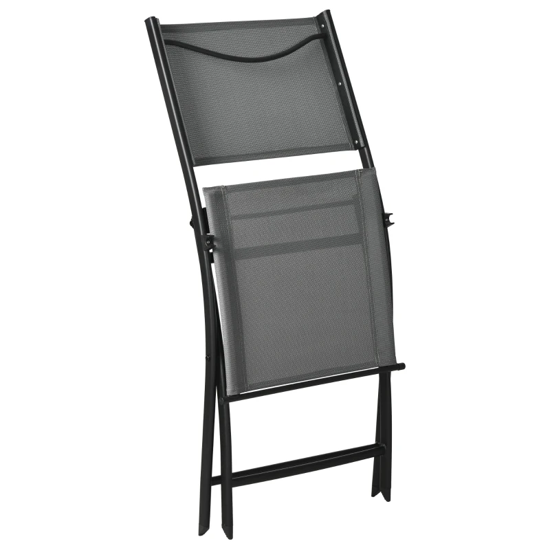 Outsunny Garten-Bistroset für 2 Personen Gartenmöbel Set inkl. 1 Tisch, 2 klappbaren Stühlen, Gartengarnitur Stahl Grau