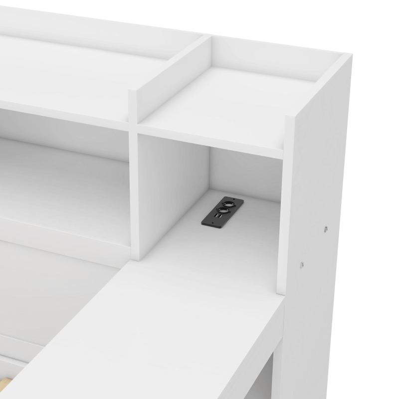 Canapé-lit multifonctionnel 90x200 cm,avec 2 tiroirs et bureau intégré,sans matelas, Blanc(m-7)