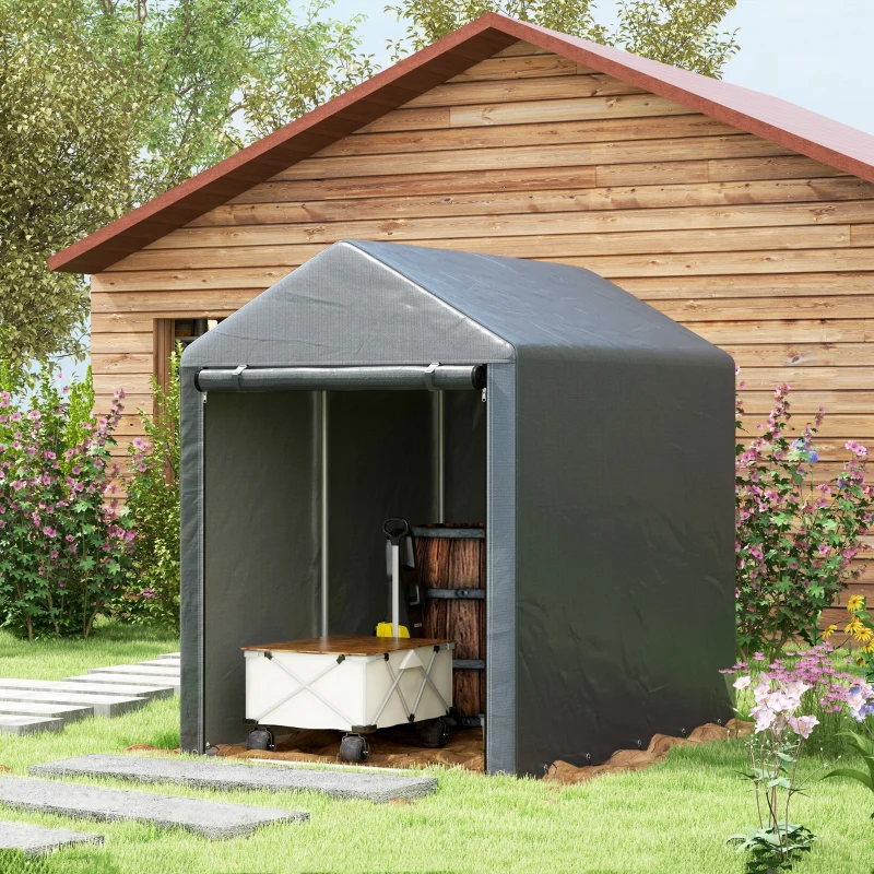 Outsunny Tuinschuur, Opslagtent, robuust & weerbestendig, Staalframe, 1,2x1,8x1,6m, Donkergrijs(m-10)