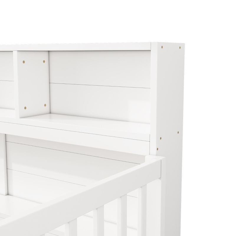 Letto 90×200 cm, lato del letto con vano contenitore, senza materasso, Bianco