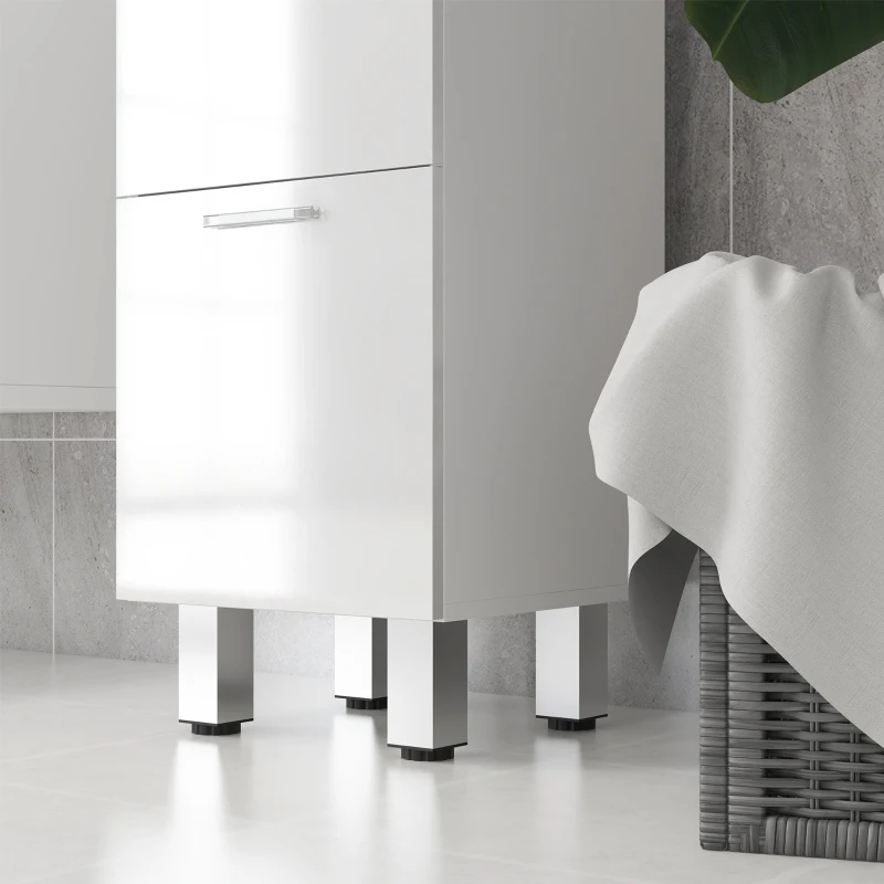 kleankin Meuble de salle de bain sur pied - 4 tiroirs et base surélevée, commode salle de bain salon chambre, 30x30x93cm, blanc