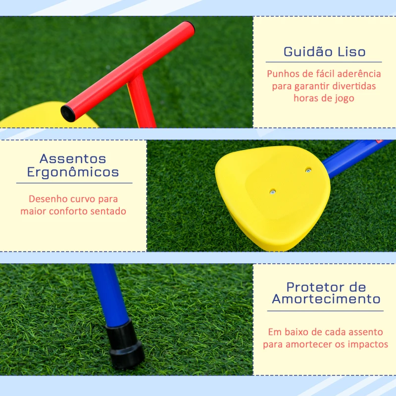 Outsunny Balanço giratória 360º para crianças acima de 3 anos com base de 4 hastes, postes de parada e alças de fácil aderência Jardim Pátio 182x77x43 cm Multicolor