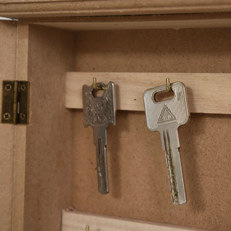 HOMCOM Armário para Chaves de Parede Armário de Madeira para Chaves com 6 Ganchos Estilo Vintage 20x6,5x26,5cm Madeira