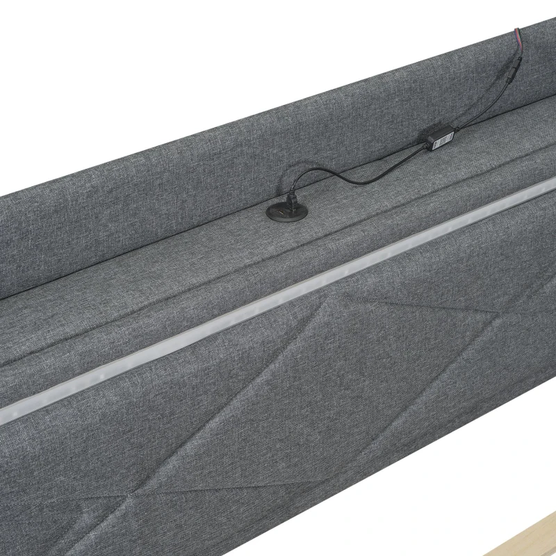 Lit plat 140×200 cm avec dispositif de levage hydraulique，grand espace de rangement, sans matelas, Gris