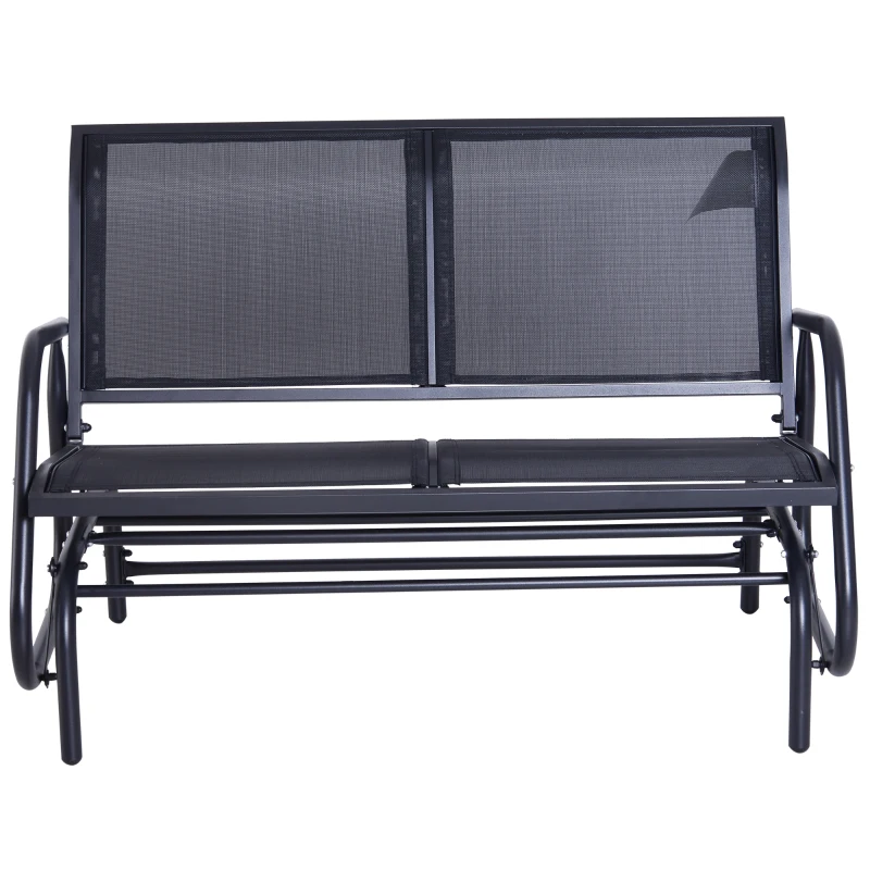 Outsunny Baloiço de 2 Lugares com Tubo de Metal e Tecido de Textilene para Exteriores Carga Máx. 200 kg 120x70x85 cm Preto