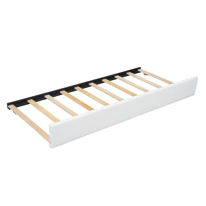 Letto imbottito 90x200 cm con letto estraibile, senza materasso, Bianco