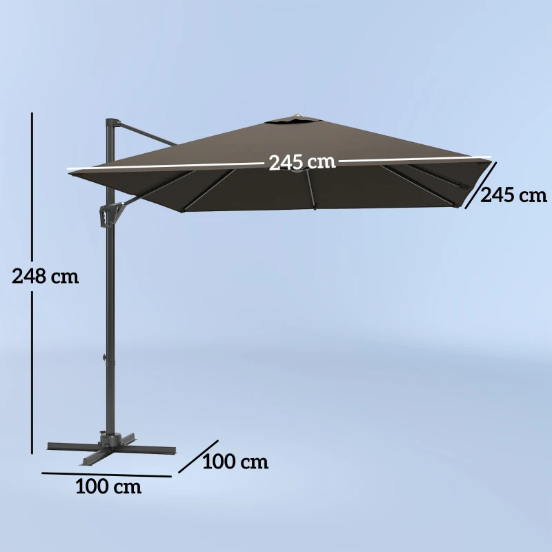 Outsunny Patio Offset Parasol Umbrella - Tan