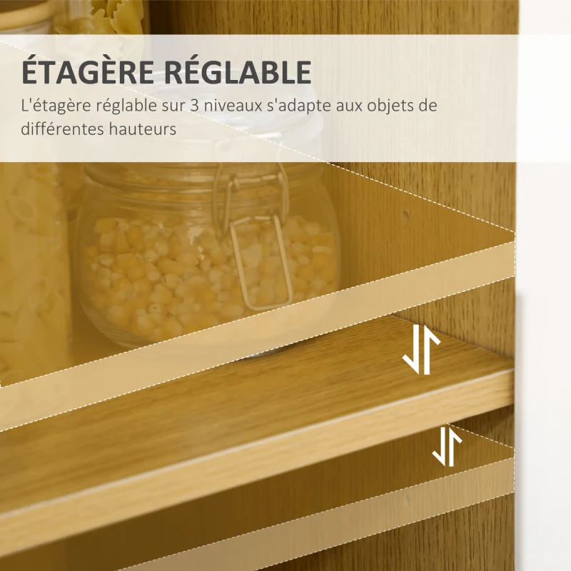 HOMCOM Meuble de rangement cuisine pour micro-ondes, 1 tiroir, 2 placards une étagère, 90 x 40 x 98,5 cm, bois et blanc