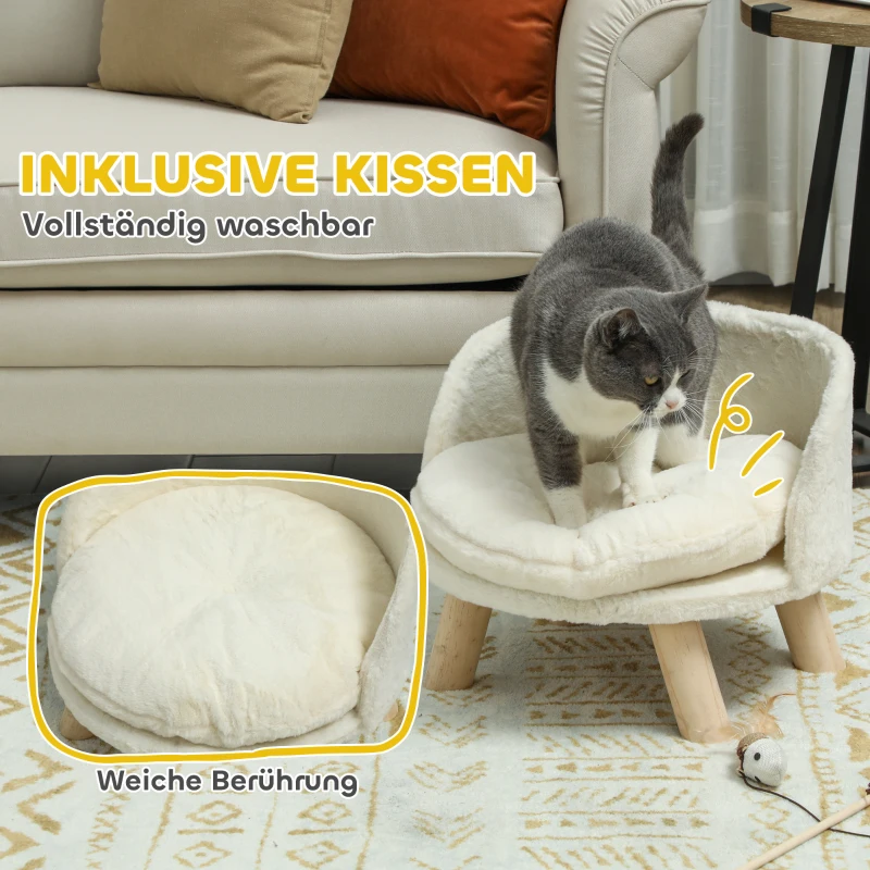 PawHut Tierbett für Hunde und Katzen, weiches & waschbares Kissen, Schutzrand, 40,5 x 40,5 x 33 cm