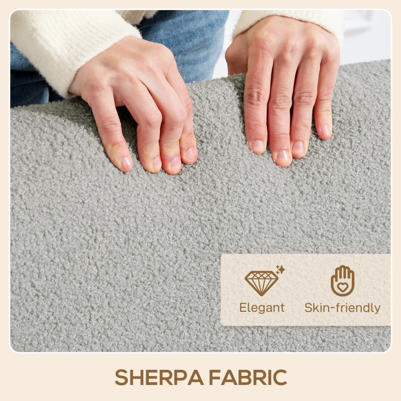 HOMCOM Small Sherpa Fabric 2 Seater Sofa Settee - Light Grey