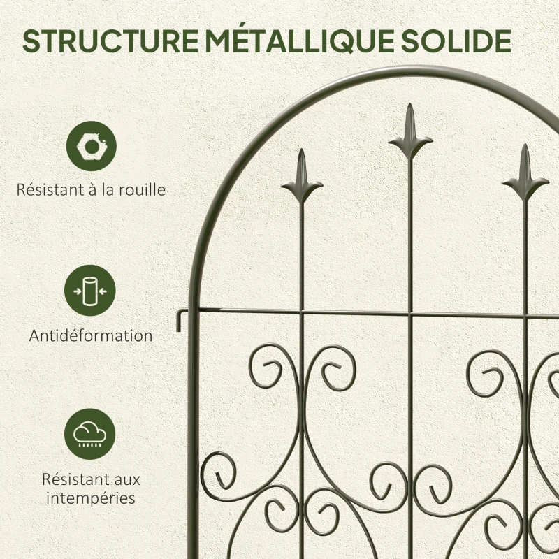 Outsunny Lot de 2 supports pour plantes grimpantes, treillis de jardin, pour légumes, vignes, fleurs, en métal, 50 x 220 cm, noir