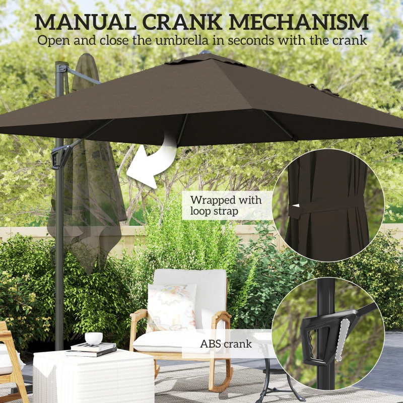 Outsunny Patio Offset Parasol Umbrella - Tan
