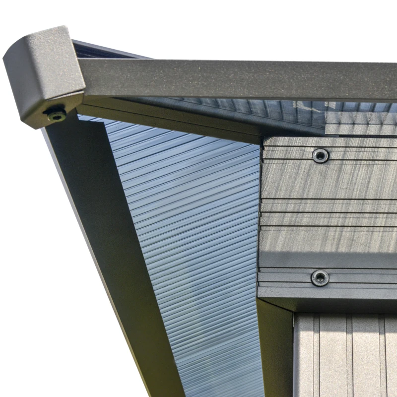 Outsunny luxe paviljoen tuinpaviljoen aluminium partytent tuintent met doorschijnend PC dak donkergrijs + zwart 300 x 300 x 265 m