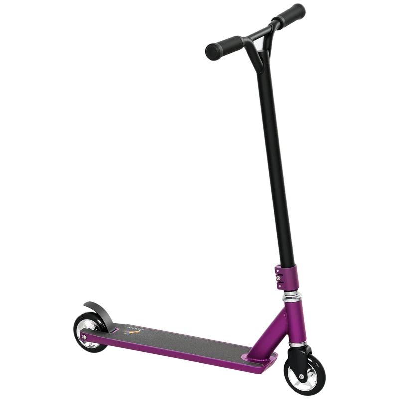 HOMCOM Stunt Scooter, 360° Entry Level Tricks Scooter w/ Lightweight Aluminium Deck and ABEC 7 Bearing, For Age 14+ Beginners, Purple