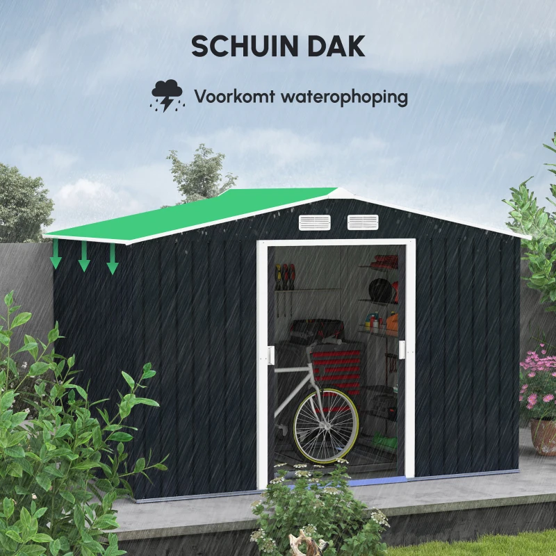 Outsunny tuinhuisje metaal houtskool grijs 277 x 195 x 192 cm(m-4)