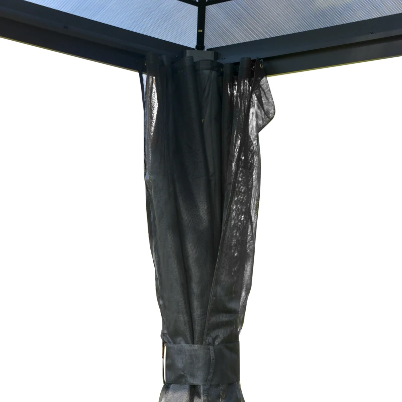 Outsunny luxe paviljoen tuinpaviljoen aluminium partytent tuintent met doorschijnend PC dak donkergrijs + zwart 300 x 300 x 265 m